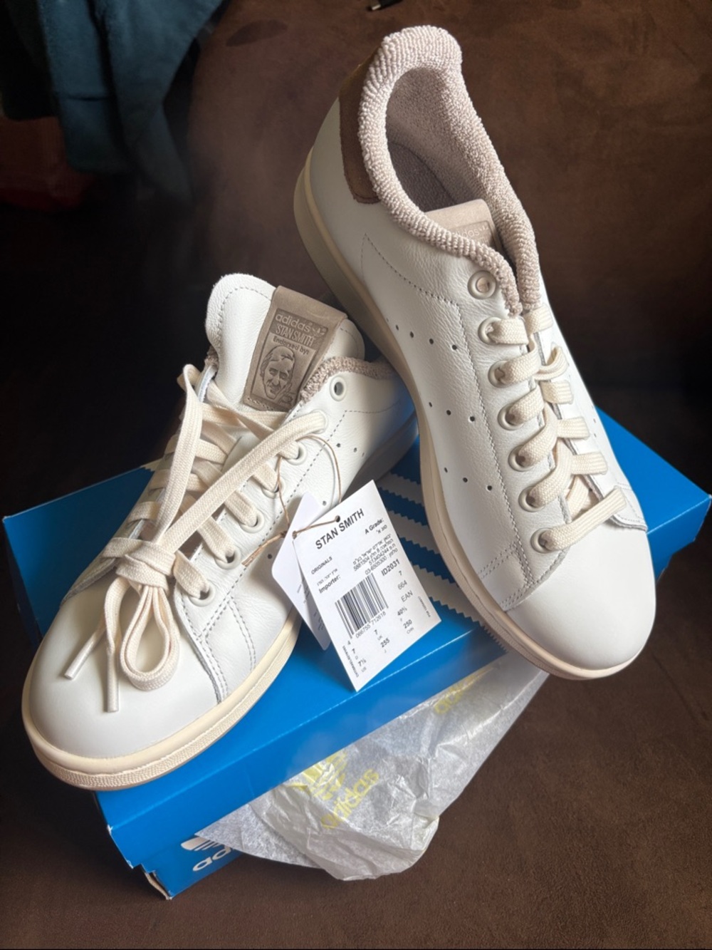 adidas Cream and Tan Stan Smith Leather Sneakers